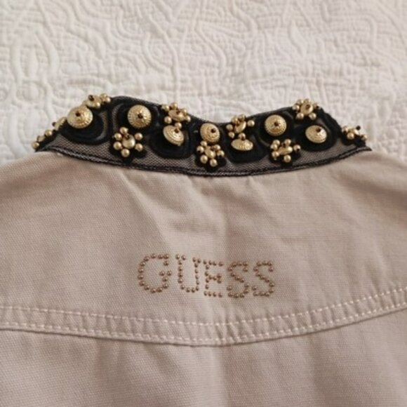 NEW Guess Military-Style Beige Jacket Kids Embellished Collar & Button Accents M - Picture 5 of 13